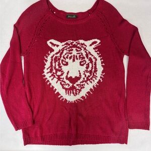 Maude Red Tiger Graphic Women's Sweater